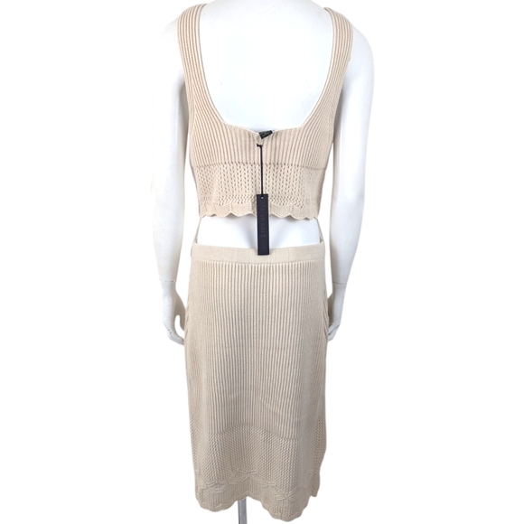 House of Harlow 1960 Sweater Set Crop Top Pencil Skirt NEW Womens Large Ivory - Picture 15 of 16